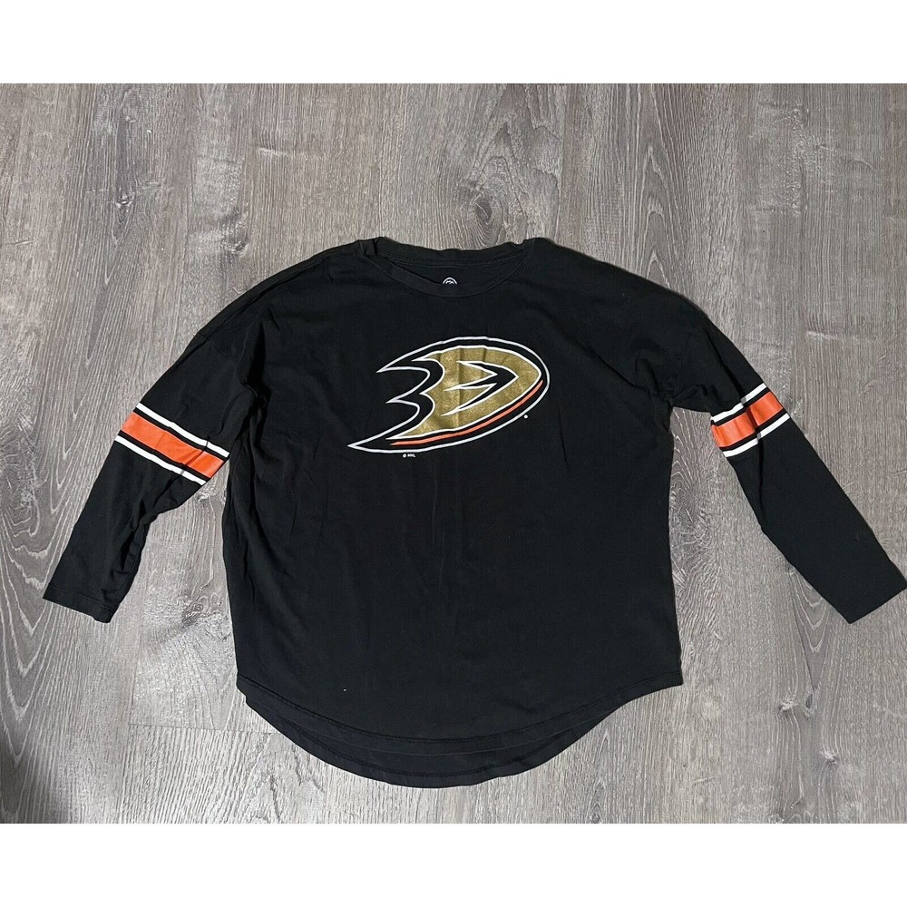 Women's Anaheim Ducks NHL Black Logo T-Shirt Size S 4-6
